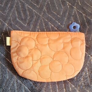 Orange Quilted Pouch with Blue Flower Charm